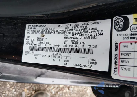 2014 Ford Fiesta Se z USA, uszkodzony, nr VIN 3FADP4BJ6EM139344